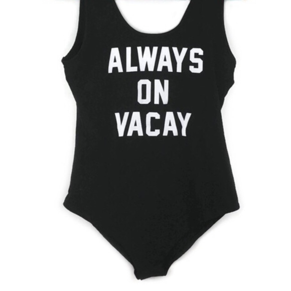gaze Tops - NEW Always on Vacay Black Bodysuit Gaze Tank M